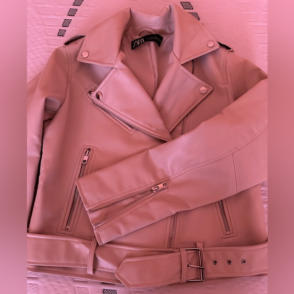 Zara Ecru Leather Jacket - Picture 4 of 5